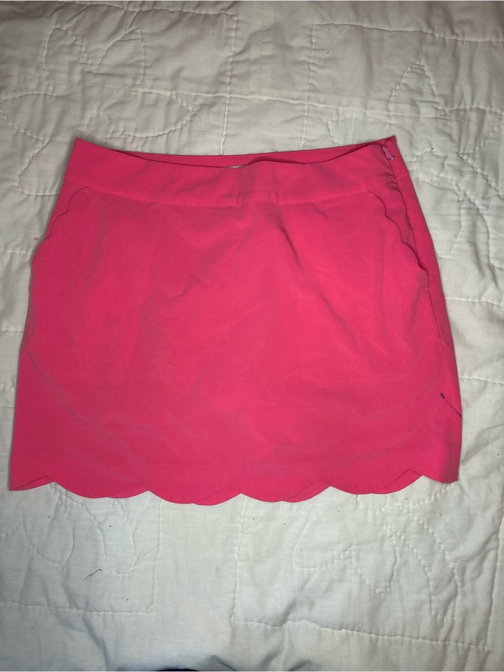 Vineyard Vines Hot Pink Scallop Hem Mini Skirt with shorts underneath
